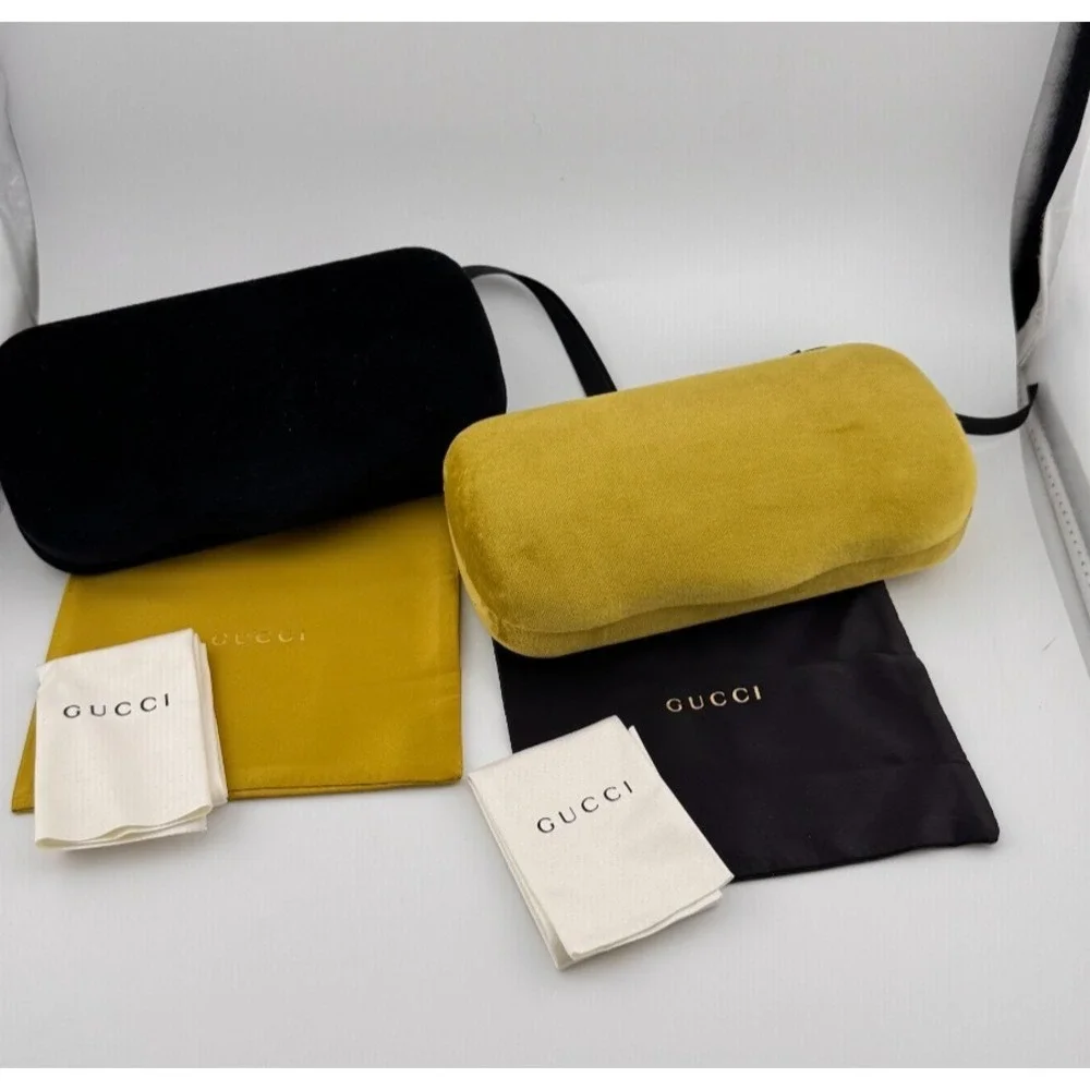 Gucci Sunglasses Case Set 2 Velvet Hard Cases w Dust Bags & Cloth